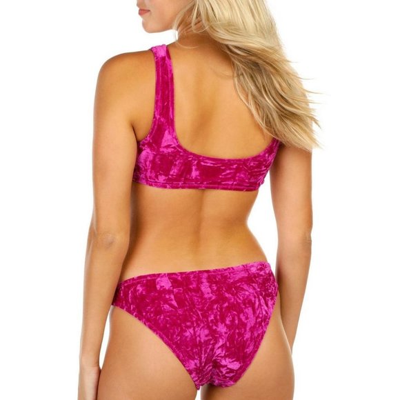 Cabana Del Sol Fuchsia  Velvet Two Piece Bikini Swimsuit NWT Various sizes - Picture 2 of 4